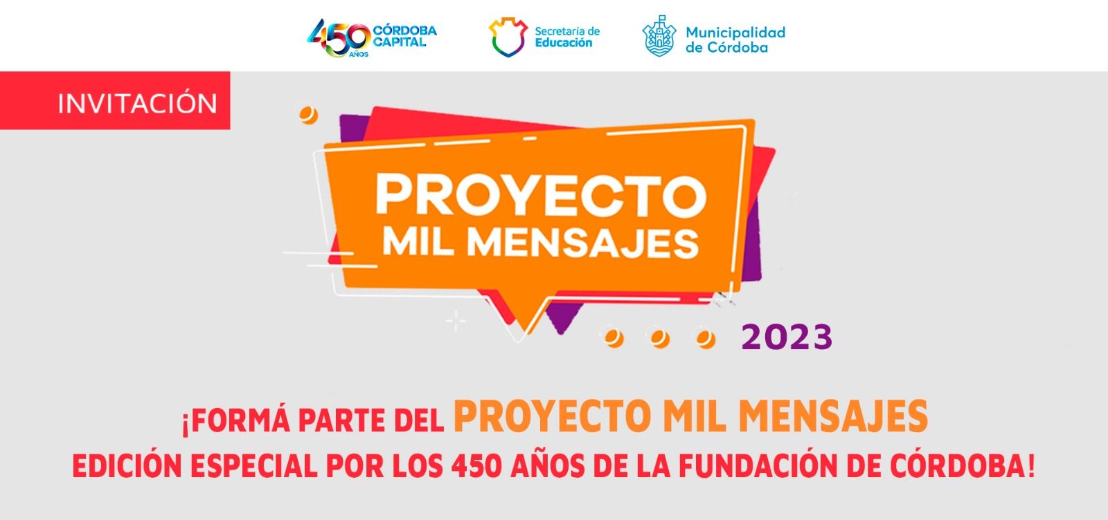 Convocatoria Abierta Proyecto 1000 Mensajes Por El Aniversario 450 De