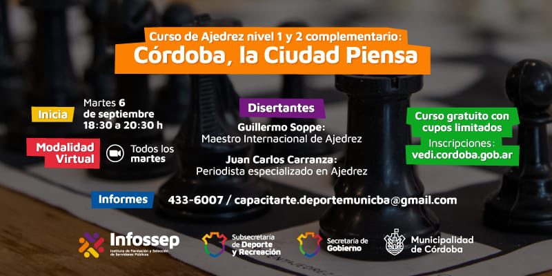 Curso De Ajedrez Nivel 1 Y 2 Complementario «Córdoba, La Ciudad Piensa»