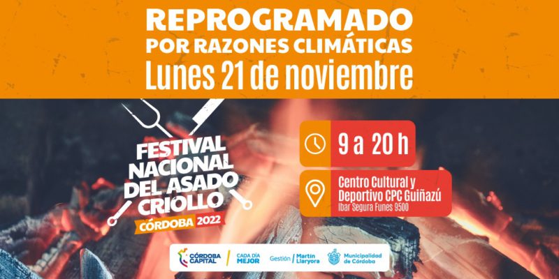 Por Razones climáticas, Reprograman El Festival Del Asado Criollo Para El Lunes 21
