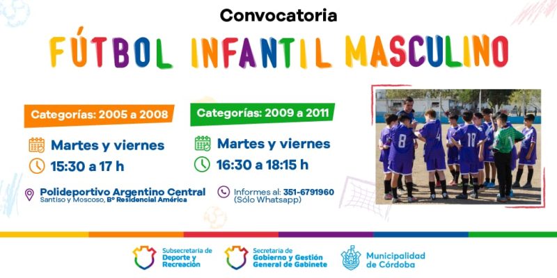 Fútbol Infantil Masculino: Convocatoria Abierta Para Jugadores En El Polideportivo Argentino Central