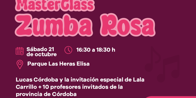 Master Class De Zumba Rosa Y Charlas De Prevención Del Cáncer De Mama En El Parque Las Heras Elisa