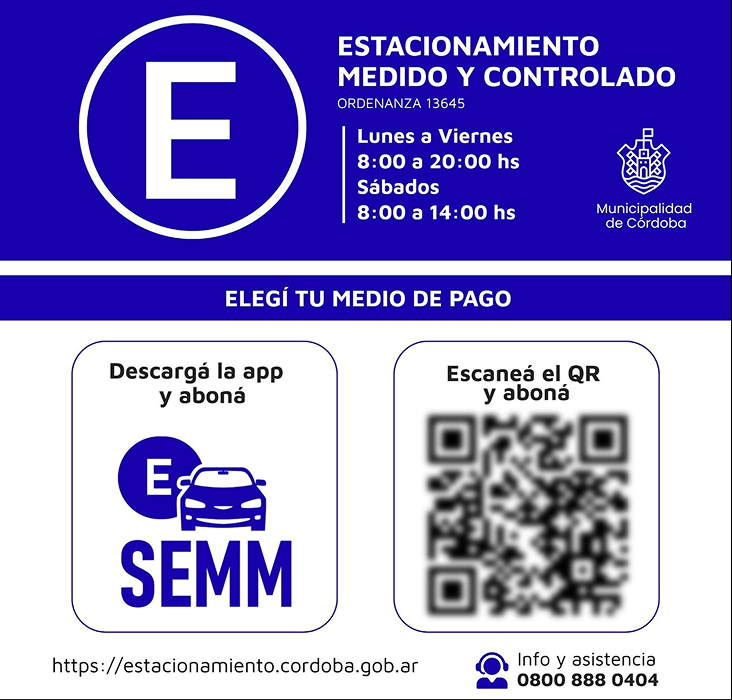 Información estacionamiento medido y controlado — SEMM Córdoba